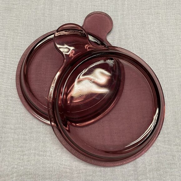 Pair of Replacement Pyrex Glass Lids P-240-C in Cranberry. - Picture 1 of 5
